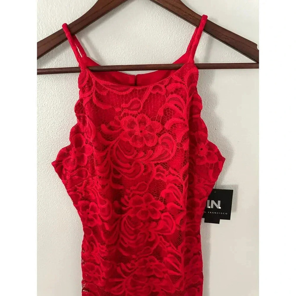I.N. San Francisco Red Lace Mini Dress NWT - Picture 2 of 4